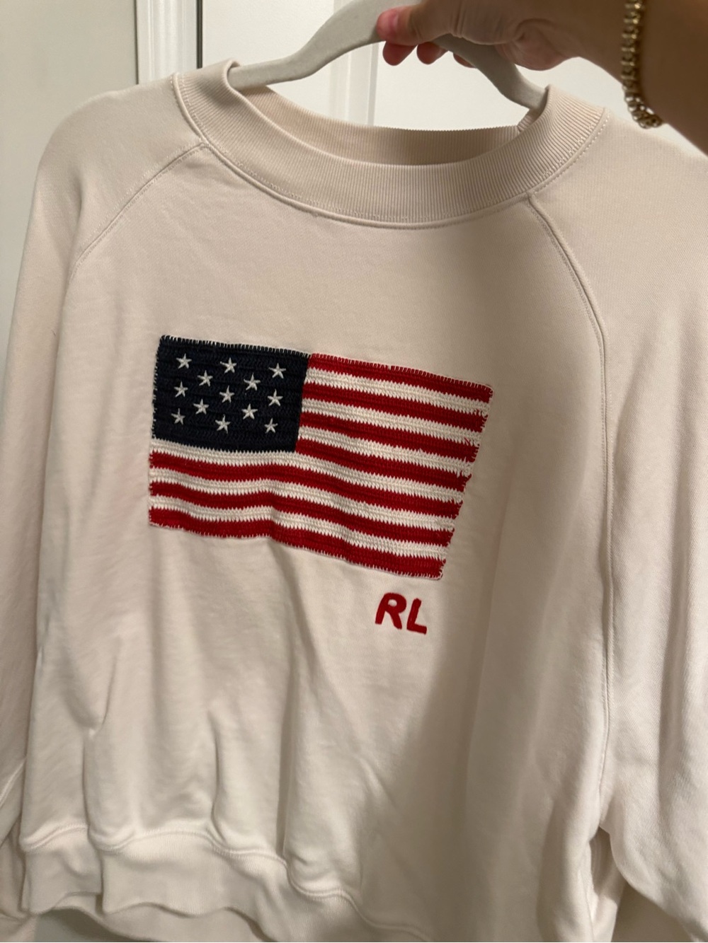 Ralph Lauren logo flag french terry crewneck